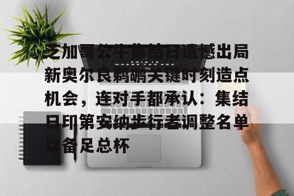 芝加哥公牛集结日遗憾出局新奥尔良鹈鹕关键时刻造点机会，连对手都承认：集结日印第安纳步行者调整名单以备足总杯的简单介绍
